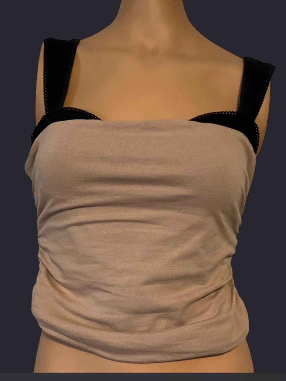 2 Free People Tops Beige Tube Tank with Black Strap Detail & brown tank